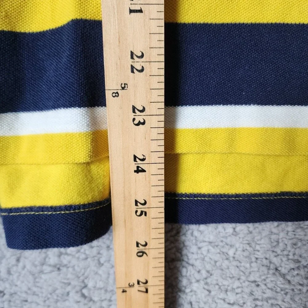 Ralph Lauren Yellow Blue Striped‎ Short Sleeve Rugby Polo Shirt Youth Size XL
